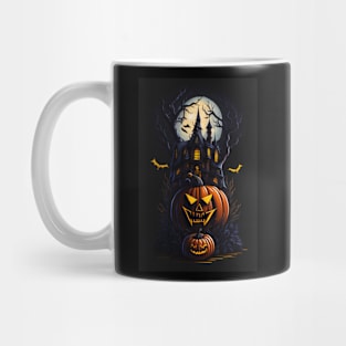 Haunted House And Pumpkins Mug